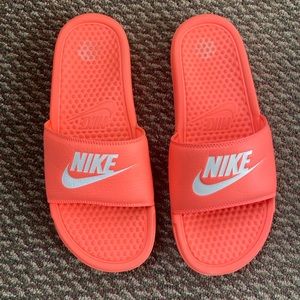 Coral Pink Nike Slides